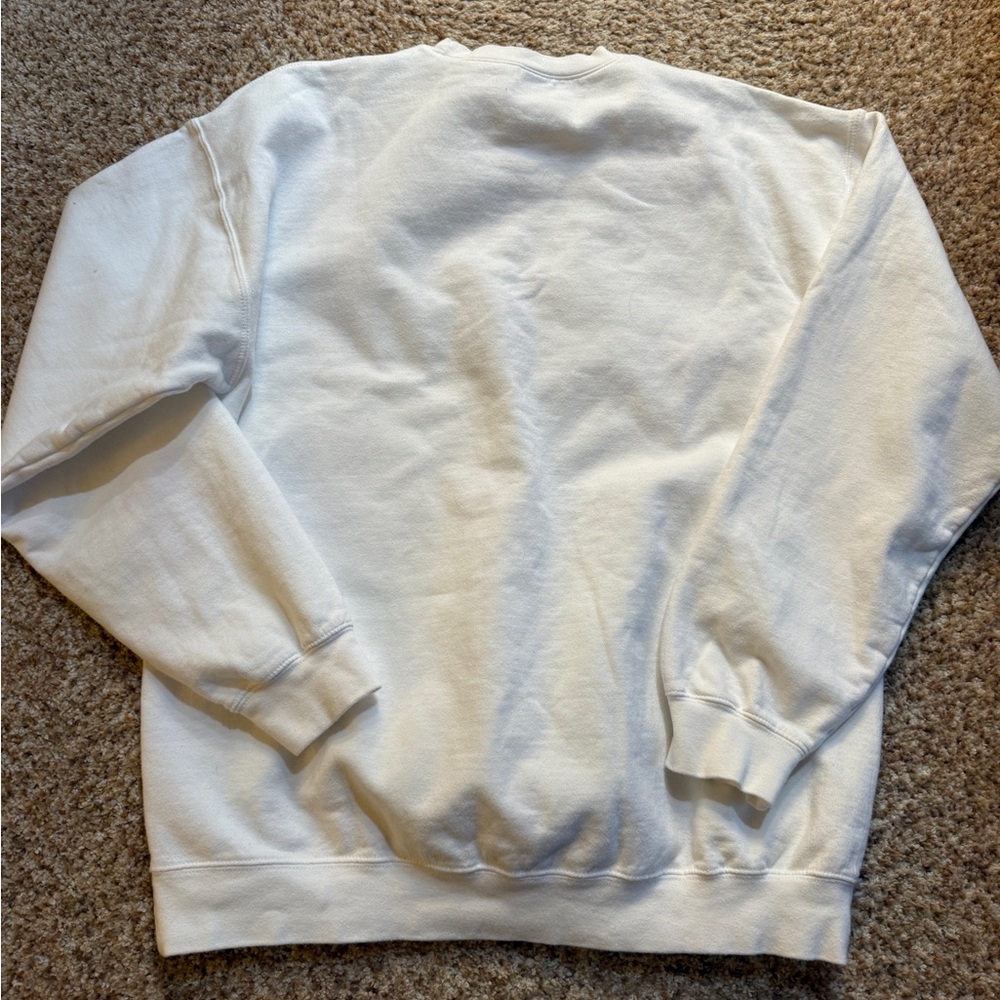 White Crewneck Sweatshirt with Sneaker Embroidery - Picture 4 of 4